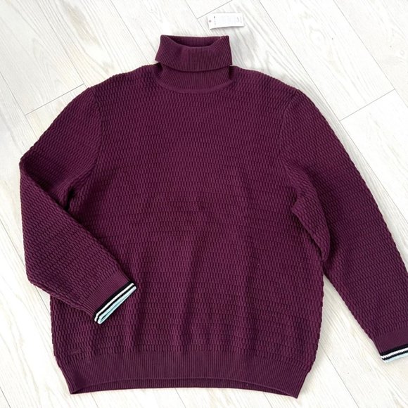 Lacoste Fancy Stitch Wool/Cotton Turtleneck Sweater Vendange - Picture 2 of 4